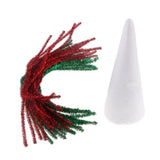 Max 20cm DIY Christmas Tree Styrofoam Foam and 40 Pieces Red Green Tinsel Stems