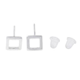Maxbell 1 Pair 925 Sterling Silver Ear Stud Earring With Silicone Back luxury square