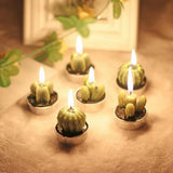 Max 6 Pieces Cactus Tealight Candles Handmade Delicate Succulent Cactus Candles