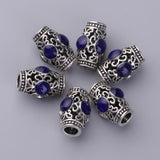 Maxbell 6 Pieces Tibetan Silver Hollowed Tube Spacer Beads for European Bracelet DIY