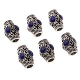 Maxbell 6 Pieces Tibetan Silver Hollowed Tube Spacer Beads for European Bracelet DIY