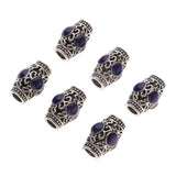 Maxbell 6 Pieces Tibetan Silver Hollowed Tube Spacer Beads for European Bracelet DIY