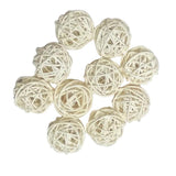 Max 10pcs 3cm Wicker Rattan Balls Xmas Wedding Party Decorative Crafts white