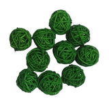 Max 10pcs 3cm Wicker Rattan Balls Xmas Wedding Party Decorative Crafts green