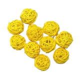 Max 10pcs 3cm Wicker Rattan Balls Xmas Wedding Party Decorative Crafts yellow