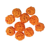 Max 10pcs 3cm Wicker Rattan Balls Xmas Wedding Party Decorative Crafts orange