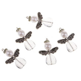Maxbell 5 Pieces Dancing Pearl S Dangle Angel Wing Charms Pendant DIY Bracelet Jewelry Women Fashion Earring Dangles