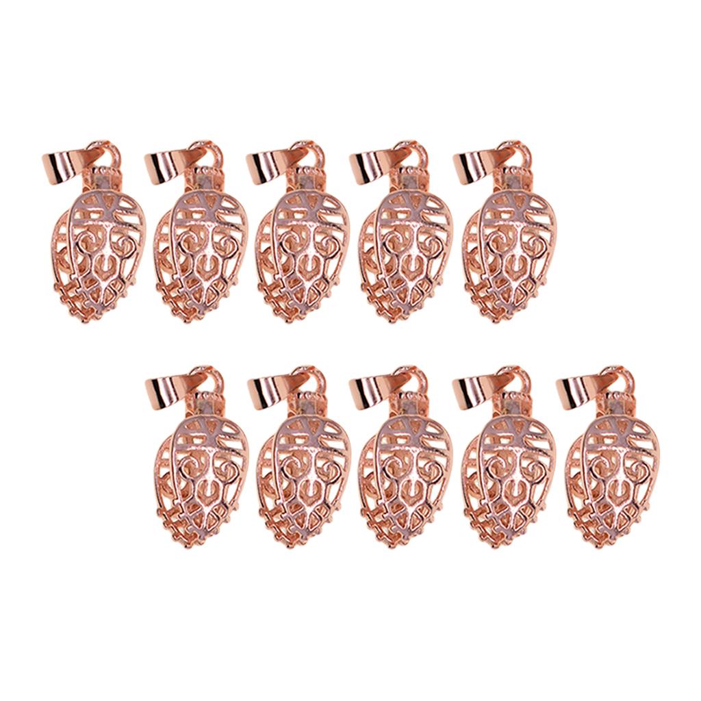 Maxbell 10 Pieces Brass Filigree Pendant Pinch Bails Connector Findings Rose Gold