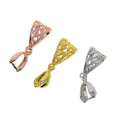 Maxbell 10 Pieces Brass Filigree Pendant Pinch Bails Connector Findings Rose Gold