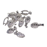 Maxbell 10 Pieces Brass Filigree Pendant Pinch Bails Connector Findings Silver
