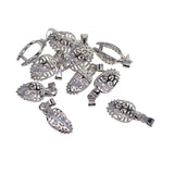Maxbell 10 Pieces Brass Filigree Pendant Pinch Bails Connector Findings Silver
