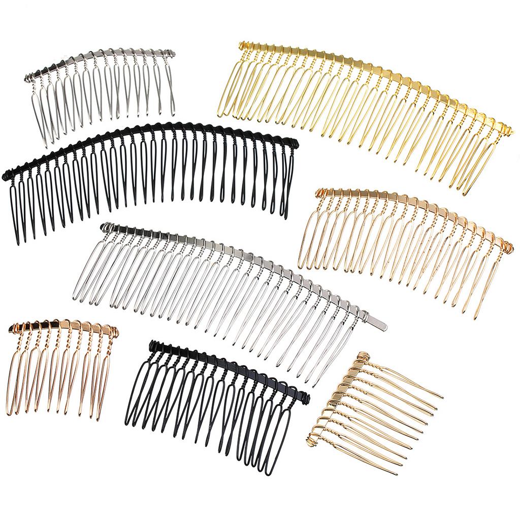 Maxbell 6Pieces Metal Hair Combs Clips Comb Slides 30 Teeth Hair Accessories Black