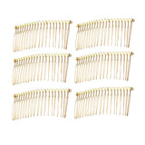Maxbell 6pcs DIY Blank Metal Hair Clips Side Comb 20 Teeth Hair Accessories Gold
