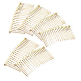 Maxbell 6pcs DIY Blank Metal Hair Clips Side Comb 20 Teeth Hair Accessories Gold