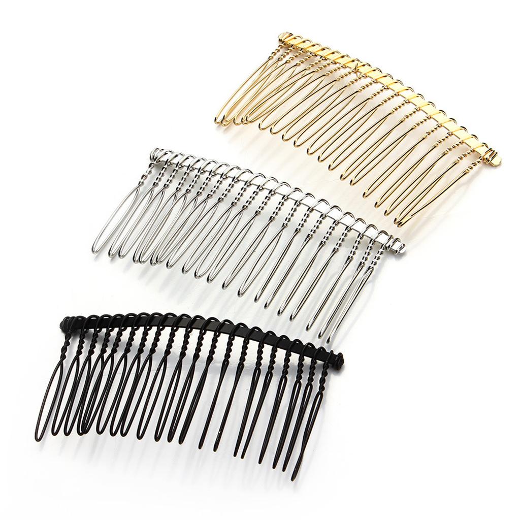 Maxbell 6pcs DIY Blank Metal Hair Clips Side Comb 20 Teeth Hair Accessories Gold