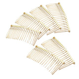 Maxbell 6pcs DIY Blank Metal Hair Clips Side Comb 20 Teeth Hair Accessories Gold