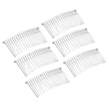 Maxbell 6pcs DIY Blank Metal Hair Clips Side Comb 20 Teeth Hair Accessories Silver