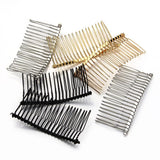 Maxbell 6pcs DIY Blank Metal Hair Clips Side Comb 20 Teeth Hair Accessories Silver