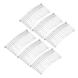 Maxbell 6pcs DIY Blank Metal Hair Clips Side Comb 20 Teeth Hair Accessories Silver