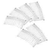 Maxbell 6pcs DIY Blank Metal Hair Clips Side Comb 20 Teeth Hair Accessories Silver