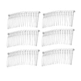Maxbell 6pcs DIY Blank Metal Hair Clips Side Comb 20 Teeth Hair Accessories Silver