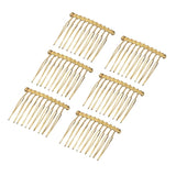 Maxbell 6pcs DIY Blank Metal Hair Clips Side Comb 10 Teeth Hair Accessories Gold