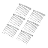 Maxbell 6pcs DIY Blank Metal Hair Clips Side Comb 10 Teeth Hair Accessories Silver