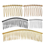 Maxbell 6pcs DIY Blank Metal Hair Clips Side Comb 10 Teeth Hair Accessories Silver