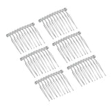 Maxbell 6pcs DIY Blank Metal Hair Clips Side Comb 10 Teeth Hair Accessories Silver