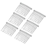 Maxbell 6pcs DIY Blank Metal Hair Clips Side Comb 10 Teeth Hair Accessories Silver