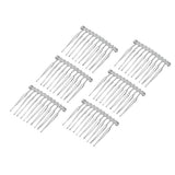 Maxbell 6pcs DIY Blank Metal Hair Clips Side Comb 10 Teeth Hair Accessories Silver