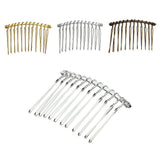 Maxbell 10pcs DIY Blank Metal Hair Clips Side Comb 12 Teeth Hair Accessories Gold