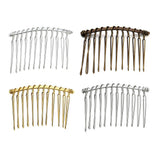 Maxbell 10pcs DIY Blank Metal Hair Clips Side Comb 12 Teeth Hair Accessories Gold