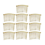 Maxbell 10pcs DIY Blank Metal Hair Clips Side Comb 12 Teeth Hair Accessories Gold
