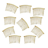 Maxbell 10pcs DIY Blank Metal Hair Clips Side Comb 12 Teeth Hair Accessories Gold