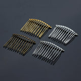Maxbell 10pcs DIY Blank Metal Hair Clips Side Comb 12 Teeth Hair Accessories Gold