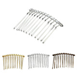 Maxbell 10pcs DIY Blank Metal Hair Clips Side Comb 12 Teeth Hair Accessories Gold
