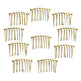 Maxbell 10pcs DIY Blank Metal Hair Clips Side Comb 12 Teeth Hair Accessories Gold