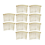 Maxbell 10pcs DIY Blank Metal Hair Clips Side Comb 12 Teeth Hair Accessories Gold