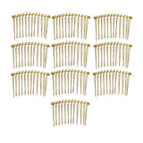 Maxbell 10pcs DIY Blank Metal Hair Clips Side Comb 12 Teeth Hair Accessories Gold