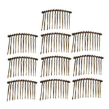 Maxbell 10pcs DIY Blank Metal Hair Clips Side Comb 12 Teeth Hair Accessories Bronze