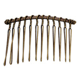 Maxbell 10pcs DIY Blank Metal Hair Clips Side Comb 12 Teeth Hair Accessories Bronze