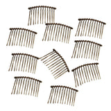 Maxbell 10pcs DIY Blank Metal Hair Clips Side Comb 12 Teeth Hair Accessories Bronze