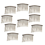 Maxbell 10pcs DIY Blank Metal Hair Clips Side Comb 12 Teeth Hair Accessories Bronze