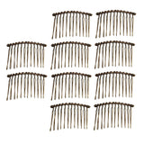 Maxbell 10pcs DIY Blank Metal Hair Clips Side Comb 12 Teeth Hair Accessories Bronze