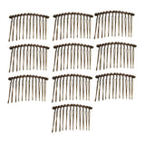 Maxbell 10pcs DIY Blank Metal Hair Clips Side Comb 12 Teeth Hair Accessories Bronze