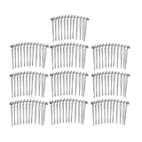 Maxbell 10pcs DIY Blank Metal Hair Clips Side Comb 12 Teeth Hair Accessories Silver