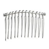 Maxbell 10pcs DIY Blank Metal Hair Clips Side Comb 12 Teeth Hair Accessories Silver