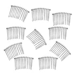 Maxbell 10pcs DIY Blank Metal Hair Clips Side Comb 12 Teeth Hair Accessories Silver