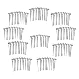 Maxbell 10pcs DIY Blank Metal Hair Clips Side Comb 12 Teeth Hair Accessories Silver